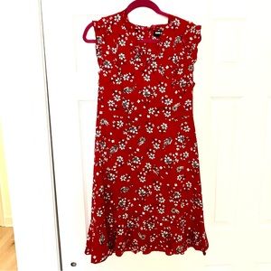 Red floral mini dress
